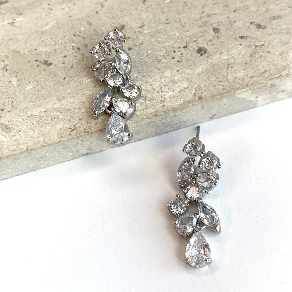 Anthropologie Clear Crystal Drop Earrings - Picture 7 of 10
